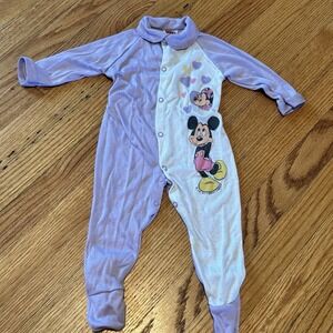Vintage Disney Jog Togs Mickey And Minnie Mouse Hearts Sleeper - 18-22 lbs